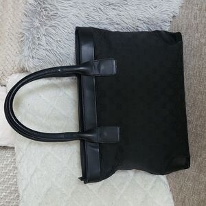 Gucci GG Canvas & Leather Black Tote / Shoulder Bag